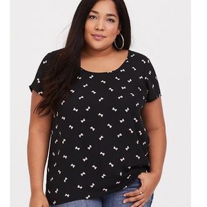 Torrid Black Bows Hi-Lo Georgette Blouse NWT